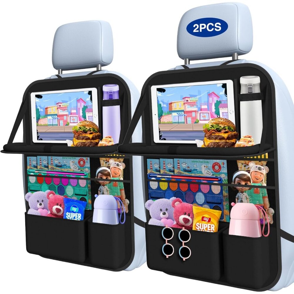 Car Backseat Organizer with Table Tray2-Pack 9 Storage Pockets Backseat Car Orga - Picture 9 of 9